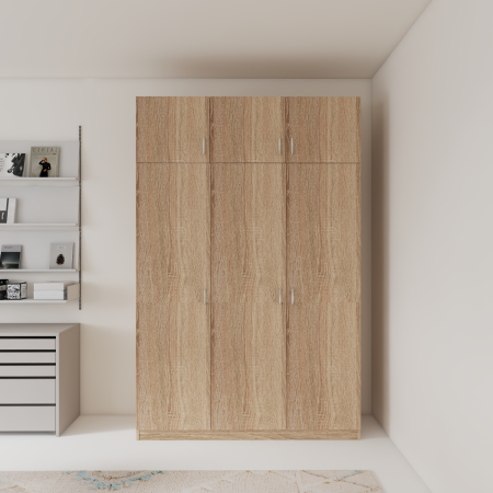 Dulap 3 usi GRANDE cu Suprapozabil, H240xA50xL120cm,Culoare Stejar Sonoma, Material Pal 18mm [2]
