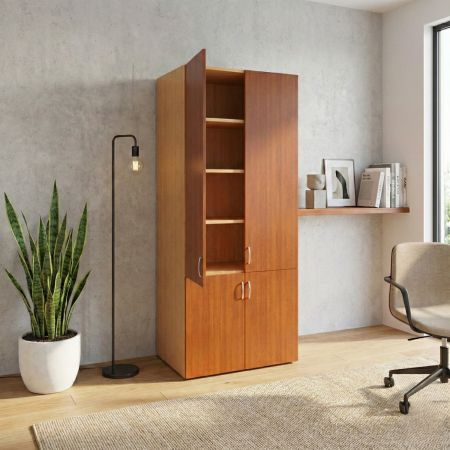 Dulap cu 4 usi cu rafturi, H200 x A40 x L80cm, Material Pal 18mm, Culoari Wenge, Alb, Stejar Sonoma [1]