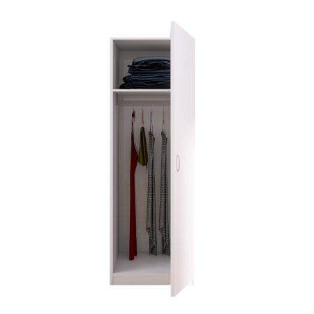 Dulap cu o usa cu bara haine, H200 x L50 x A50 cm, Material Pal 18mm, Culoare Alb [1]