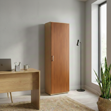 Mobilier B2B - Dulap cu o usa cu rafturi, H200 x L50 x A50 cm, Material Pal 18mm, Culoare Wenge, Alb, Sonoma