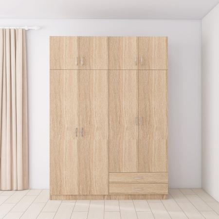 Dulap Depozitare 4 Usi cu 2 sertare, L120xH200xA50cm, Culoare Sonoma, Material PAL 18mm [2]