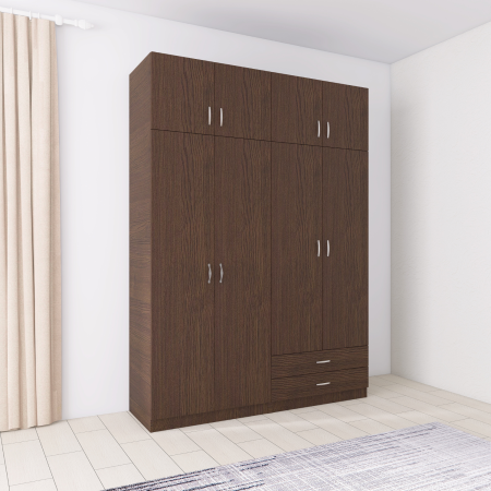 Dulap cu 4 usi - Dulap Depozitare 4 Usi cu 2 sertare, L120xH200xA50cm, Culoare Wenge, Material PAL 18mm