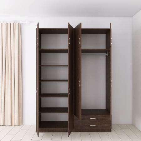Dulap Depozitare 4 Usi cu 2 sertare, L120xH200xA50cm, Culoare Wenge, Material PAL 18mm [1]