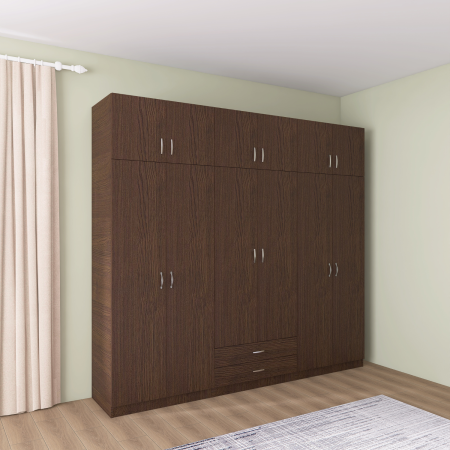 Dulap Depozitare 6 Usi cu 2 sertare, L180xH200xA50cm, Culoare Wenge, Material PAL 18mm [1]