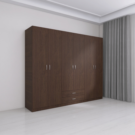 Dulap Depozitare 6 Usi cu 2 sertare, L180xH200xA50cm, Culoare Wenge, Material PAL 18mm [2]