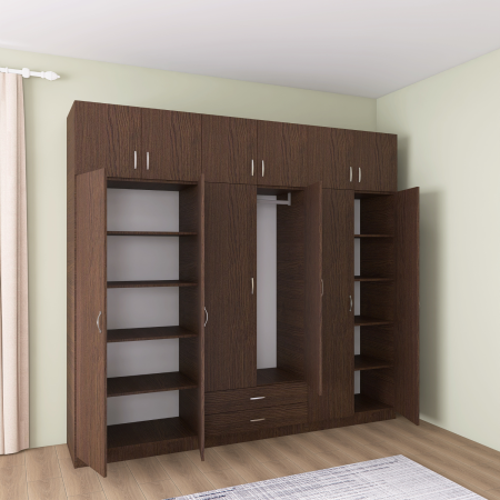 Dulap Depozitare 6 Usi cu 2 sertare, L180xH200xA50cm, Culoare Wenge, Material PAL 18mm [3]