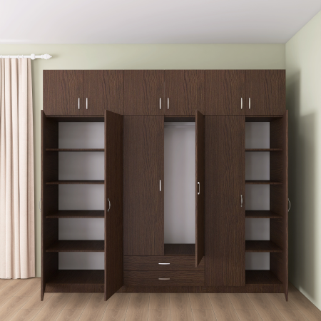 Dulap Depozitare 6 Usi cu 2 sertare, L180xH200xA50cm, Culoare Wenge, Material PAL 18mm [2]