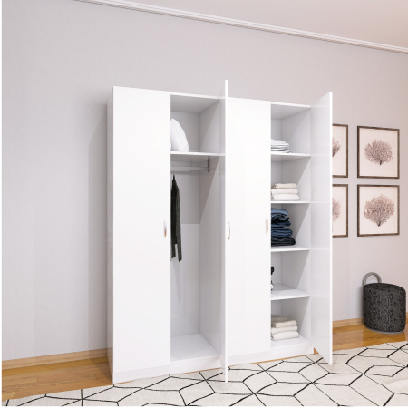 Dulap Depozitare Mario 4 usi,  L160 x H200 x A50 cm, Culoare Alb Mat, Material Pal 18mm [1]