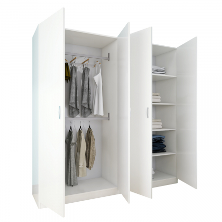 Dulap cu 4 usi - Dulap Depozitare Mario 4 usi, L160 x H200 x A50 cm, Culoare Alb Mat, Material Pal 18mm