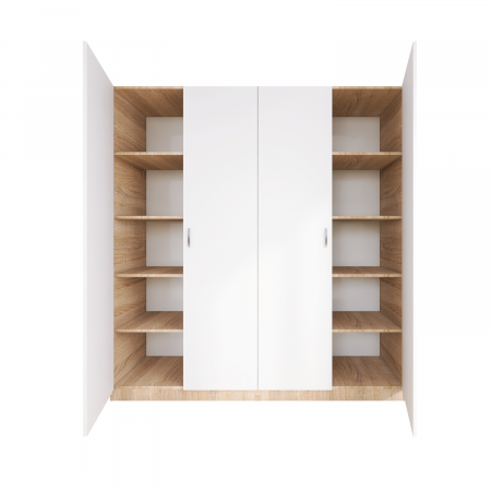 Dulap Depozitare Mario 4 usi, L160 x H200 x A50 cm, Culoare Sonoma - Alb, Material Pal 18mm [3]