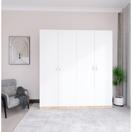 Dulap Depozitare Mario 4 usi, L160 x H200 x A50 cm, Culoare Sonoma - Alb, Material Pal 18mm [2]