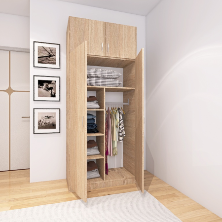 Dulapuri - Dulap Depozitare RIO cu Suprapozabil , Stejar Sonoma , H240 x L100 x A50cm, Material PAL 18mm