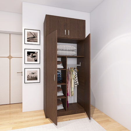 Dulap cu 2 usi - Dulap Depozitare RIO cu Suprapozabil, Wenge , H240 x L100 x A50cm, Material PAL 18mm