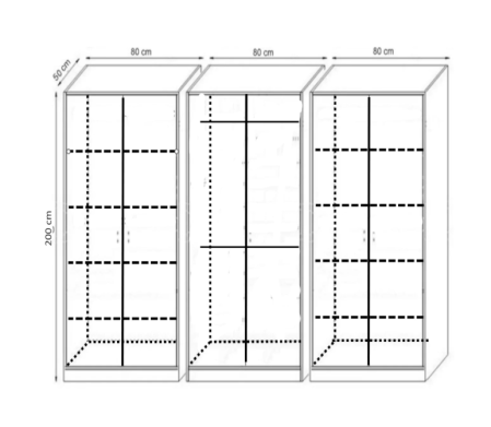Dulap Dormitor cu Suprapozabil, H240 x L240 x A50, Culoare ALB, Pal18mm [3]