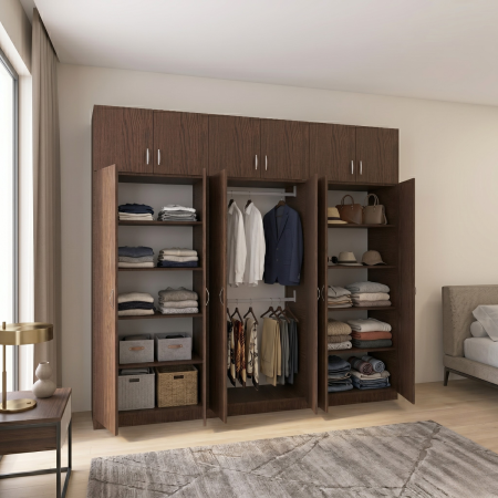 Dulap cu 4 usi - Dulap Dormitor cu Suprapozabil, H240 x L240 x A50, Culoare WENGE, Pal18mm