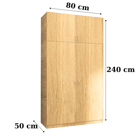 Dulap Dormitor cu Suprapozabil, H240 x L80 x A50, Culoare Stejar Sonoma, Pal18mm [1]