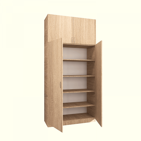 Dulap cu 2 usi - Dulap Dormitor cu Suprapozabil, H240 x L80 x A50, Culoare Stejar Sonoma, Pal18mm