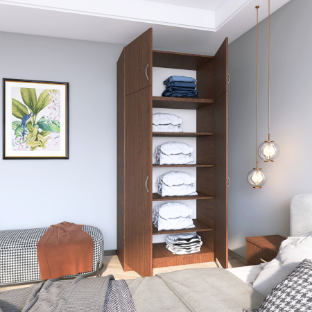 Dulap cu 2 usi - Dulap Dormitor cu Suprapozabil, H240 x L80 x A50, Culoare Wenge, Pal18mm