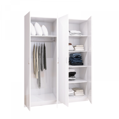 Dulap cu 4 usi - Dulap Haine cu 4 usi, L140 x H200 x A50cm, Material Pal18mm, Culoare Alb