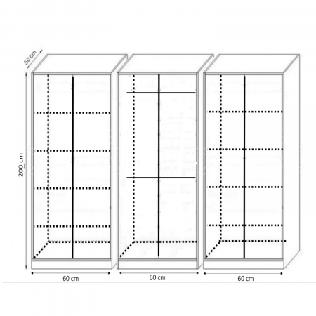 Dulap Haine cu 6 usi, L180 x H200 x A50cm, Material Pal18mm, Culoare Stejar Sonoma [2]