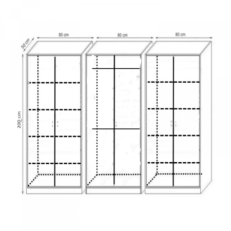 Dulap Haine cu 6 usi, L240 x H200 x A50cm, Material Pal18mm, Culoare Alb [2]