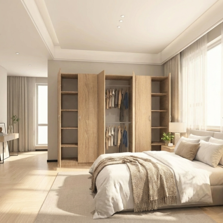 Dulap Haine cu 6 usi, L240 x H200 x A50cm, Material Pal18mm, Culoare Stejar Sonoma [1]