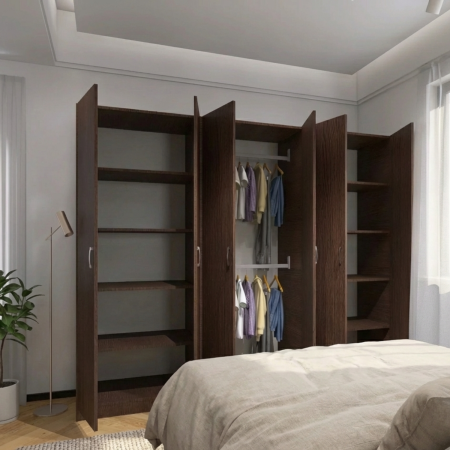 Dulap cu 4 usi - Dulap Haine cu 6 usi, L240 x H200 x A50cm, Material Pal18mm, Culoare Wenge