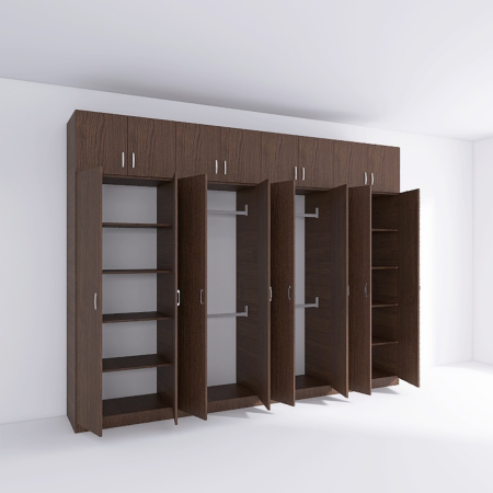 Dulap haine DituProd, 8 uși, 320 × 50 × 240 cm, Wenge, PAL 18 mm [2]