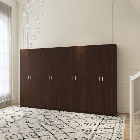 Dulap Haine cu 8 usi cu rafturi si bara haine, L320 x H200 x A50cm, Material Pal18mm, Culoare Wenge [3]