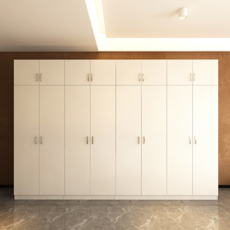Dulap Haine cu 8 usi cu rafturi si bara haine si Suprapozabil, L320 x H240 x A50cm, Material Pal18mm, Culoare ALB [1]