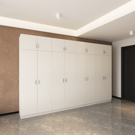 Dulap Haine cu 8 usi cu rafturi si bara haine si Suprapozabil, L320 x H240 x A50cm, Material Pal18mm, Culoare ALB [4]