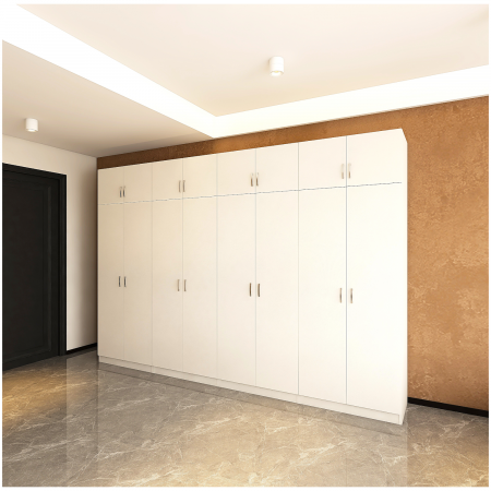 Dulap Haine cu 8 usi cu rafturi si bara haine si Suprapozabil, L320 x H240 x A50cm, Material Pal18mm, Culoare ALB [2]