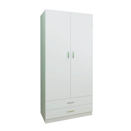 Sifonier cu rafturi si 2 sertare Daria 200x60x50cm, Culoare Alb, Material Pal 18mm [2]