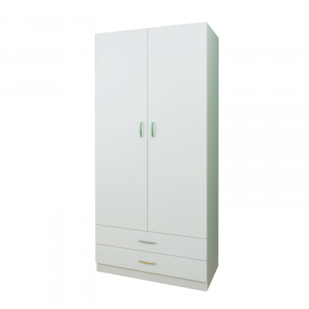 Sifonier cu rafturi si 2 sertare Daria 200x60x50cm, Culoare Alb, Material Pal 18mm [4]