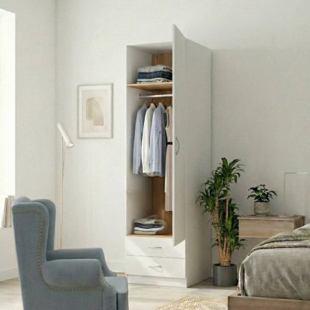 Dulap Mara, 200x50x50 cm, Culoare Alb ,Material Pal 18mm [1]