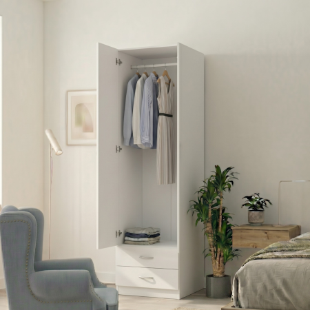 PROMOTII - Dulap Mara, 200x50x50 cm, Culoare Alb ,Material Pal 18mm