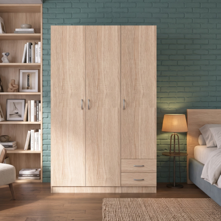 Dulap cu 3 usi - Dulap Milano, 200x130x50 cm, Material Pal 18mm, Culoare Sonoma