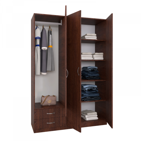 Dulapuri cu usi batante - Dulap Milano, 200x130x50 cm, Material Pal 18mm, Culoare Wenge