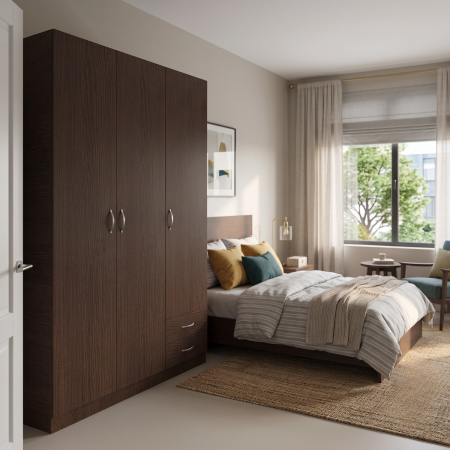 Dulap cu 3 usi - Dulap Milano, 200x130x50 cm, Material Pal 18mm, Culoare Wenge