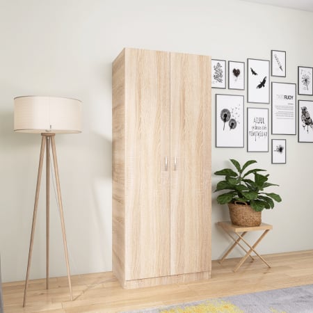 Dulap Niro cu Bara Haine 200x80x50 cm, Culoare Sonoma, Material PAL 18mm [1]