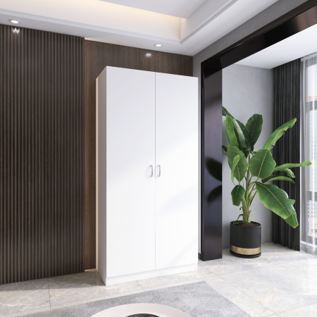 Dulapuri cu usi batante - Dulap MIRCO cu rafturi 200x60x50 cm, Culoare Alb, Material PAL 18mm