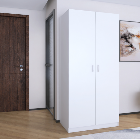Dulapuri cu usi batante - Dulap MIRCO cu rafturi, 200x80x50cm, Culoare Alb, Pal 18mm