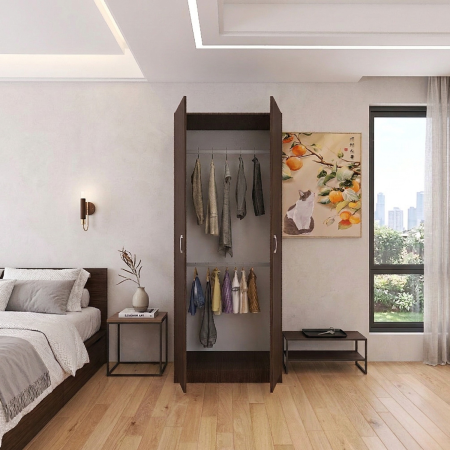 Dulapuri - Dulap Niro cu Bara Haine 200x60x50 cm, Culoare WENGE, Material PAL 18mm