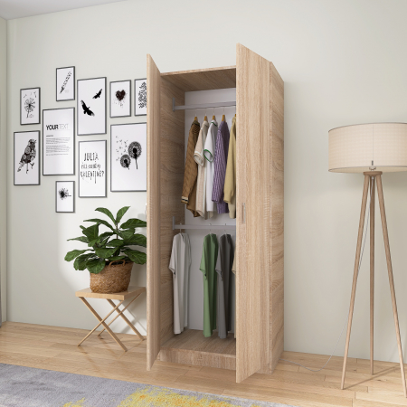 Dulap Niro cu Bara Haine 200x60x50 cm, Culoare Sonoma, Material PAL 18mm [2]