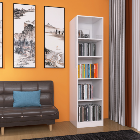 Biblioteci - Etajera Simpla H200 x L40cm x A40 cm, Pal 18mm, Culoare Alb