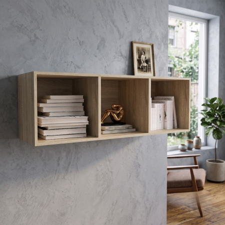 Mobilier B2B - Etajeră suspendată cu 3 compartimente Stejar Sonoma 100 × 30 × 30 cm DituProd