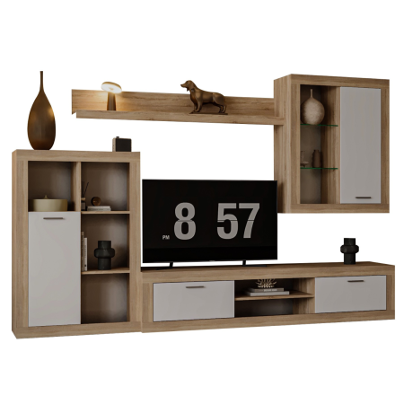 Living Cezar L275 X H40 X H195 cm, Culoare Stejar Sonoma- Alb [1]