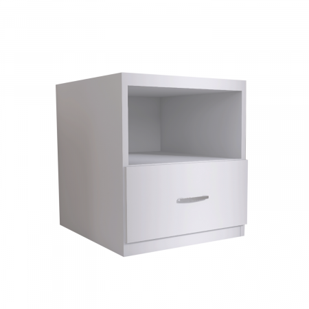 Noptiere - Noptiera cu 1 sertar, H50 x A45 x L50 cm, Culoare Alba, Material PAL 18mm