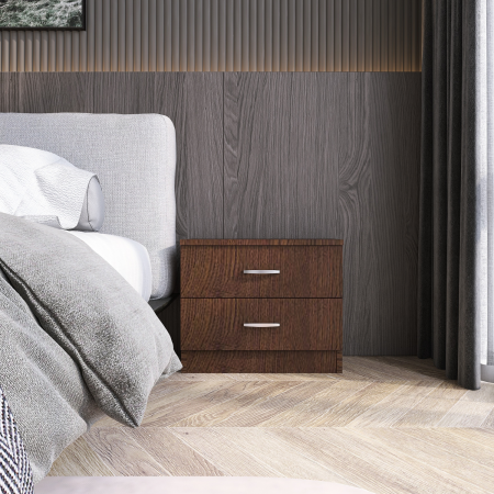 Noptiere - Noptiera cu 2 sertare, H50 x A45 x L50 cm, Culoare WENGE, Material PAL 18mm