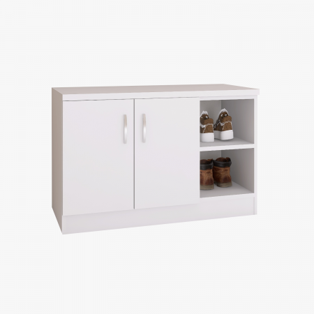 Comode - Pantofar cu 2 usi, H90 x L80 x A40 cm, Culaore Alb, Pal 18mm